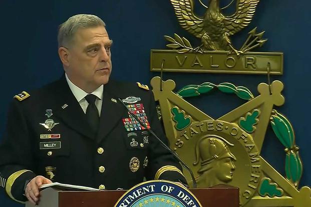 Gen. Mark A. Milley speaks at the Gold Star Memorial unveiling ceremony,