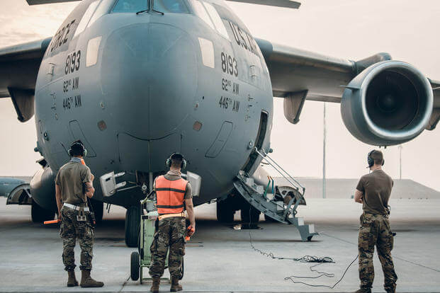 U.S. Air Force C-17A Globemaster III crew chiefs Al Udeid Air Base, Qatar