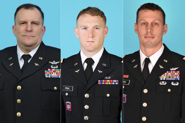 Chief Warrant Officer 5 Steven Skoda, Chief Warrant Officer 2 Daniel Prial Chief Warrant Officer 4 Christian Koch were New York National Guard pilots who died when their UH-60 medevac helicopter crashed Jan. 20, 2021. (Army)