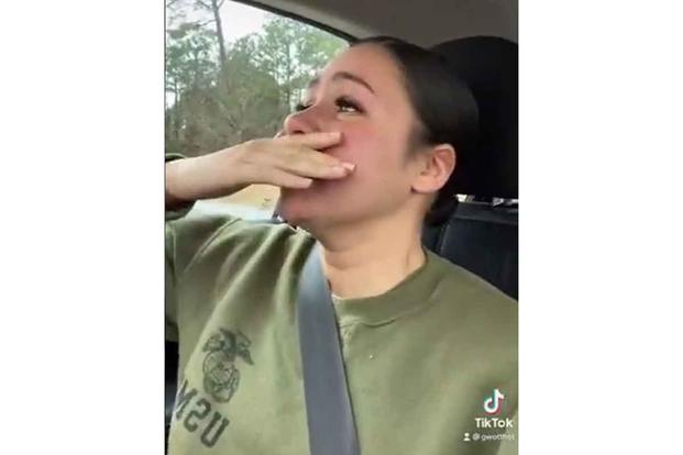 Screenshot of video posted by a U.S. Marine on TikTok.