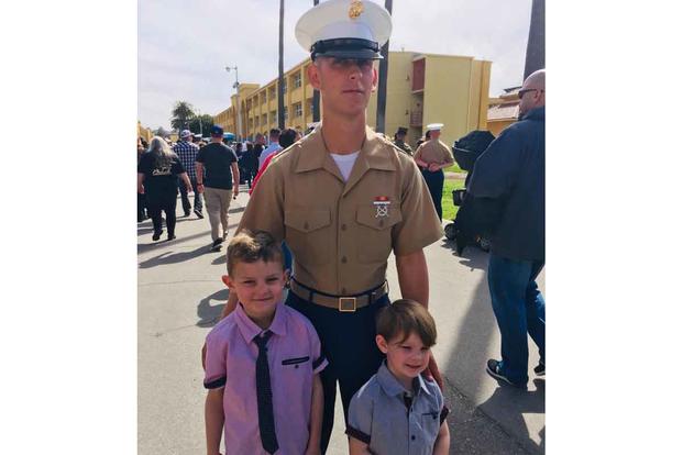 Marine Lance Cpl. Chase Sweetwood shown with his siblings.