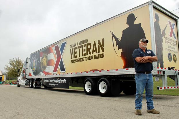 AAFES semi truck wrapped in honor of Vietnam veterans