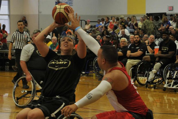 Wheelchair basketball game during Warrior Games