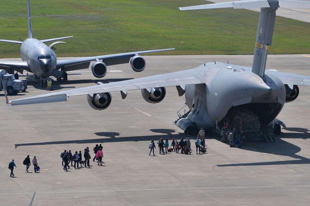 U.S. military personnel depart Incirlik Air Base, Turkey