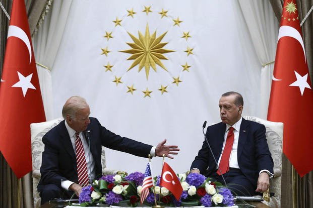 U.S. Vice President Joe Biden, left, and Turkish President Recep Tayyip Erdogan