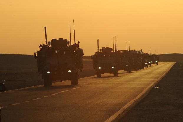 Convoys drive to Camp Beuhring, Kuwait