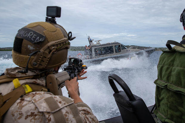 Marines participate in reconnaissance training.