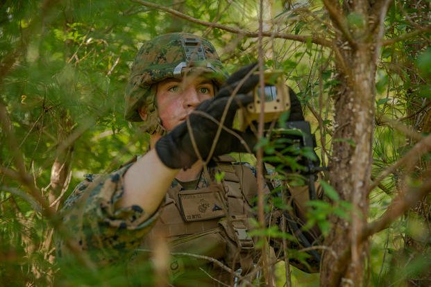 Marine lance corporal sets up an imager.