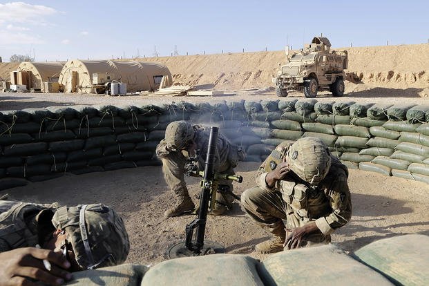 U.S. Army soldiers conduct a mortar exercise in western Iraq