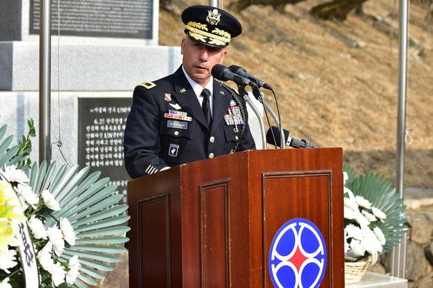 Brig. Gen. Stephen J. Maranian delivers a speech.