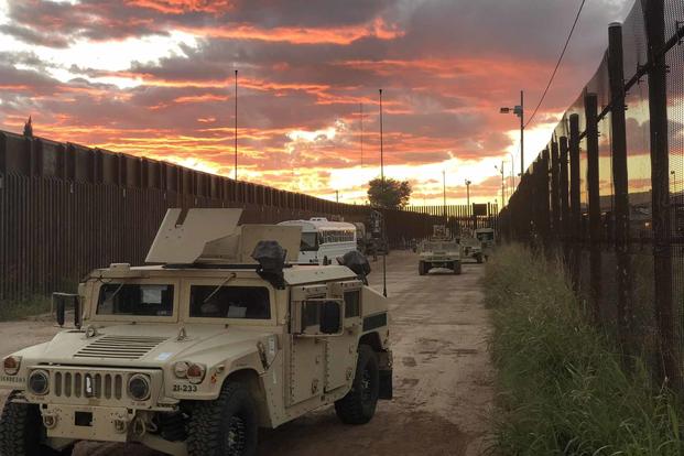 Vehicles from 87th Sapper Company at the border.