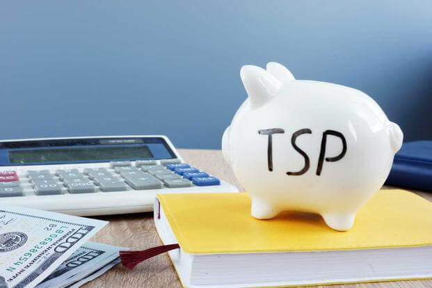 Piggy bank with letters "TSP" on in symbolizing the Thrift Savings Plan