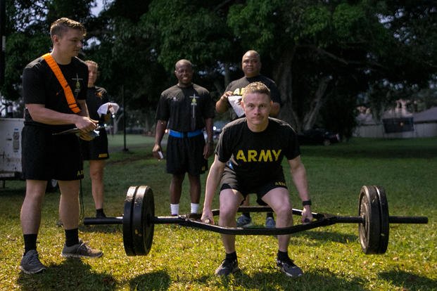 Soldier participates in Army Combat Fitness Test.