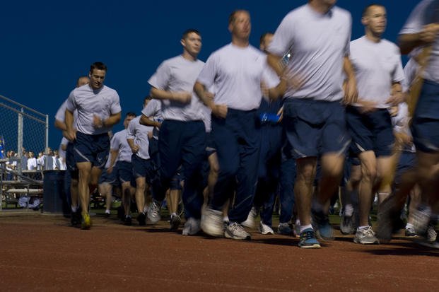 Airmen from Team Holloman participate in a resiliency run.