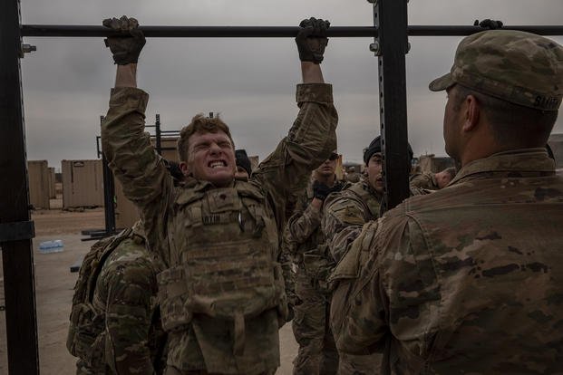 Soldiers go through monthly physical training.