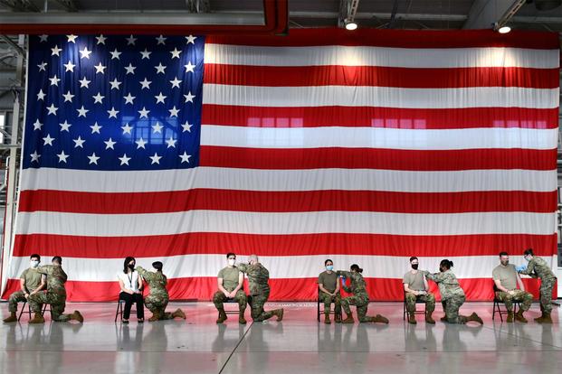 Six airmen receive their first COVID-19 vaccination at Aviano Air Base, Italy