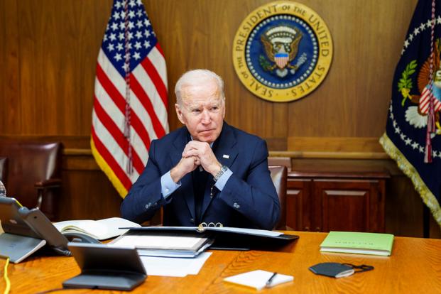 President Joe Biden at Camp David, Maryland. 