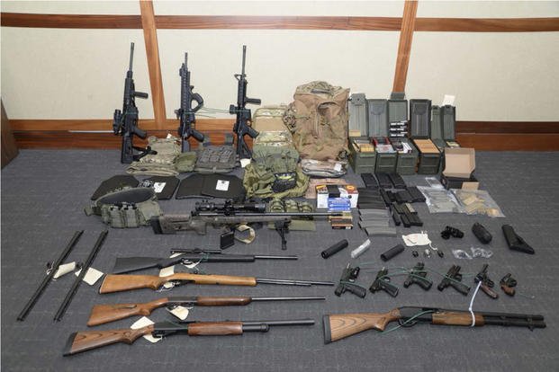 Firearms and ammunition that belonged to Christopher Paul Hasson.