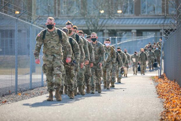 Soldiers with the 101st Airborne Division deploy in support vaccination efforts
