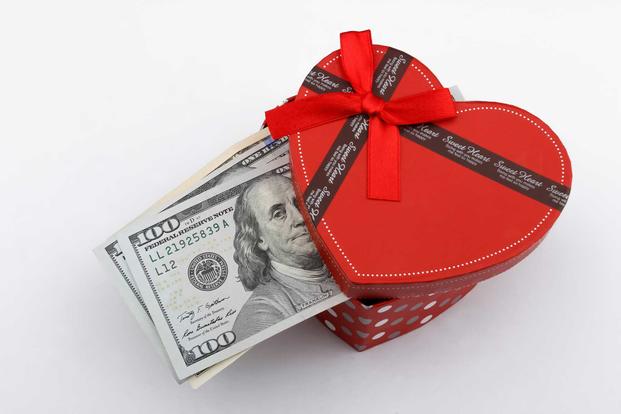 Valentine candy box full of cash
