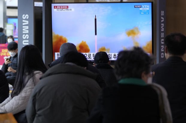 North Korea's missile launch at the Seoul Railway Station in Seoul, South Korea