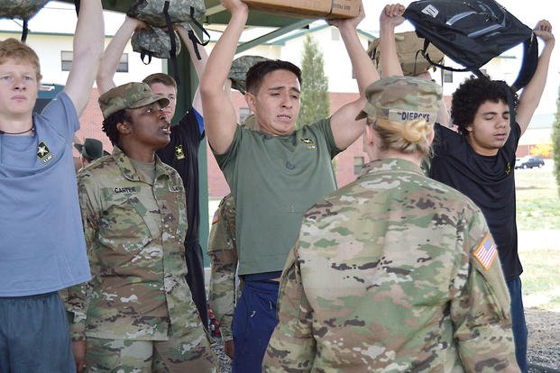Army Reserve drill sergeant candidates motivate future soldiers.