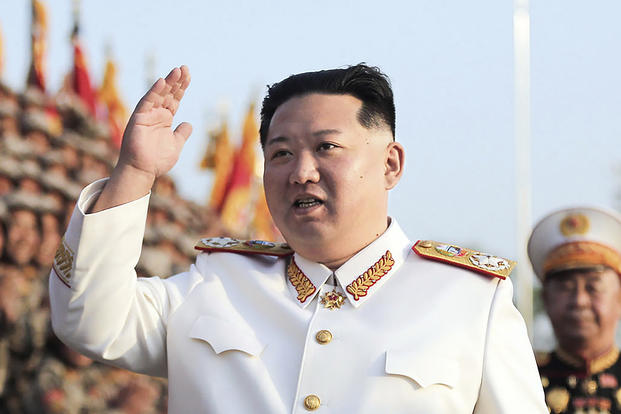 North Korean leader Kim Jong Un at a Korean People's Revolutionary Army celebration.