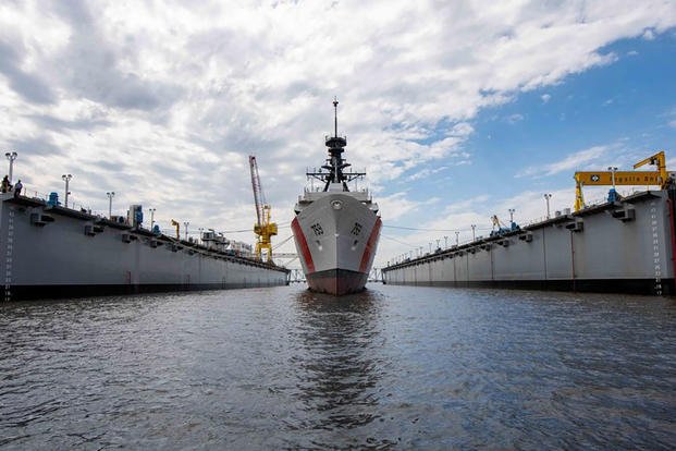 Ingalls Shipbuilding held a christening ceremony for National Security Cutter Calhoun