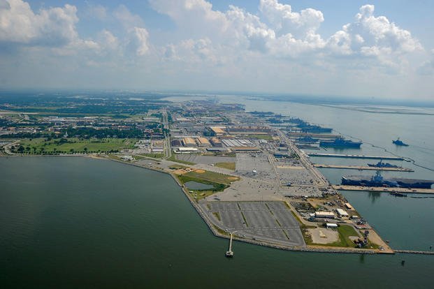 aerial view of Norfolk Naval Station