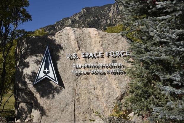 Cheyenne Mountain Space Force Station sign