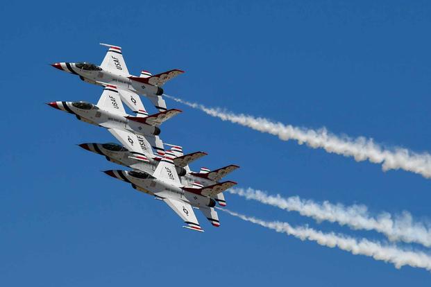 The Thunderbirds fly over Hill Air Force Base, Utah.