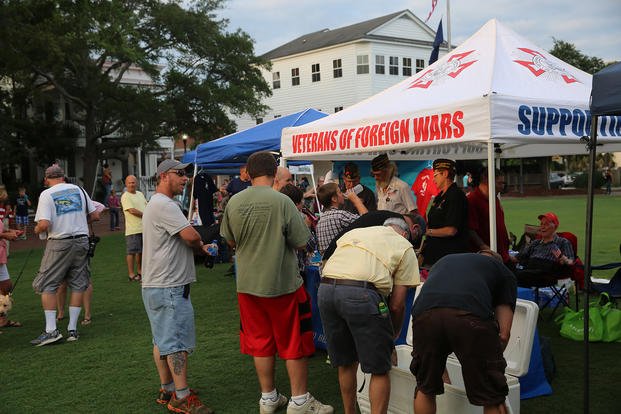 The Veterans of Foreign Wars organization hands out refreshments at a Vietnam Veterans Tribute, Aug. 8, at Waterfront Park in Beaufort, S.C.