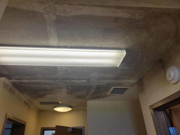 Mold on the ceiling of a Fort Stewart barracks.