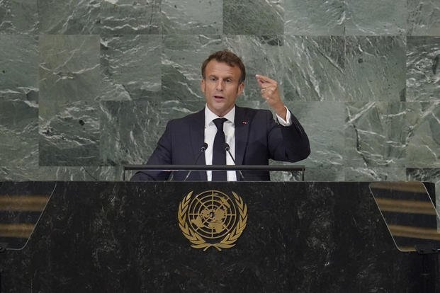 President of France Emmanuel Macron at UN General Assembly.