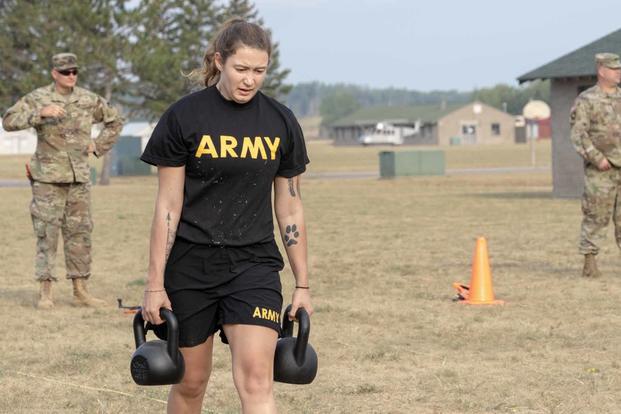 Sprint-drag-carry event of the Army Combat Fitness Test.