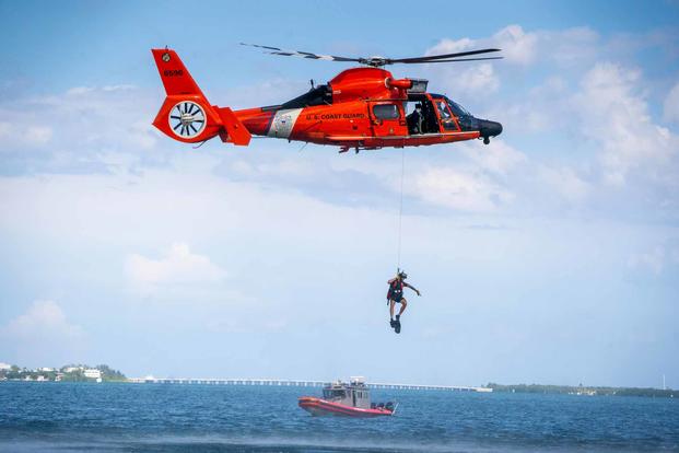 Coast Guard Air Station Miami aircrew conducts a search and rescue exercise.