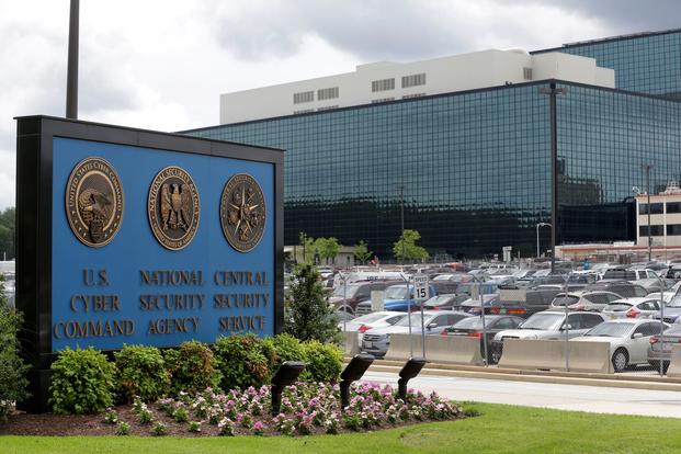  sign stands at the National Security Administration (NSA) campus in Fort Meade, Maryland. 