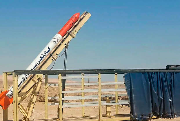 Saman test tug rocket before being launched in Iran