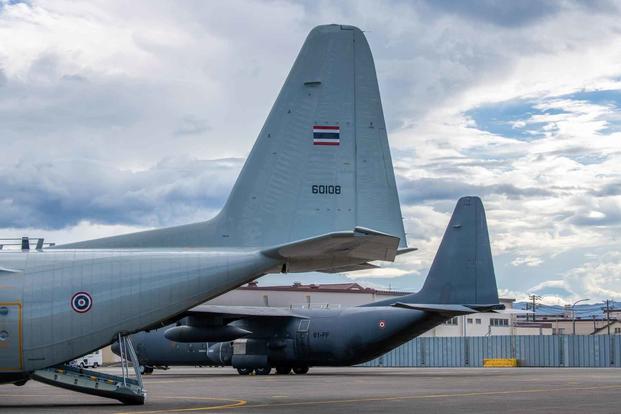 C-130H Hercules tail that belongs to the Royal Thai Air Force.