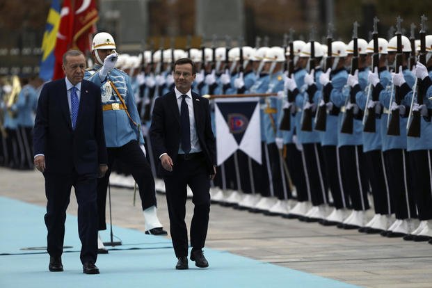 Turkish President Recep Tayyip Erdogan and Sweden's Prime Minister Ulf Kristersson.