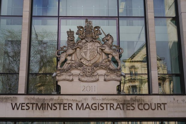 The Westminster Magistrates Court in London is shown on Thursday, April 7, 2022. David Ballantyne Smith, a former security guard at the British embassy in Berlin, was extradited back to the UK in April.