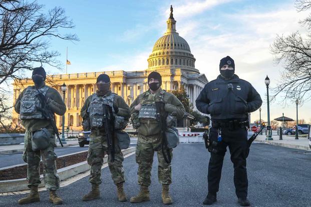 Members of the Michigan National Guard at the U.S. Capitol.