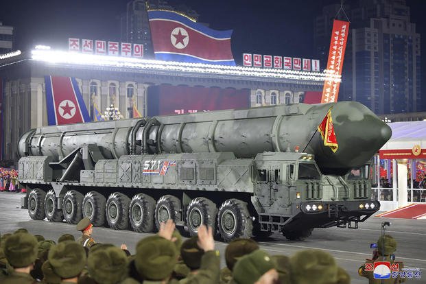 intercontinental ballistic missile during a military parade