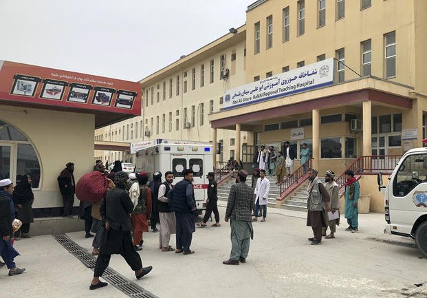 A hospital after a bomb blast in Mazar-e Sharif, Afghanistan,