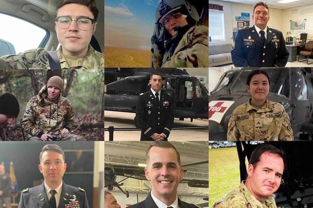 Photos of the nine Army soldiers who died in the crash of two Black Hawk helicopters.