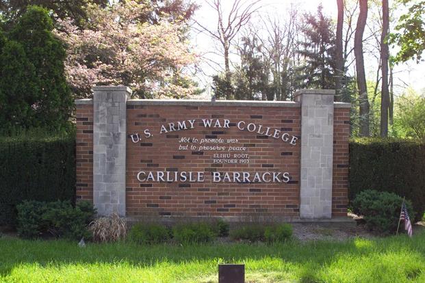 The main entrance sign to Carlisle Barracks and the U.S. Army War College.
