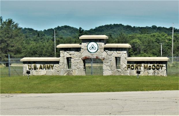 One of several decorative gate walls is shown June 25, 2020, at Fort McCoy, Wisconsin.