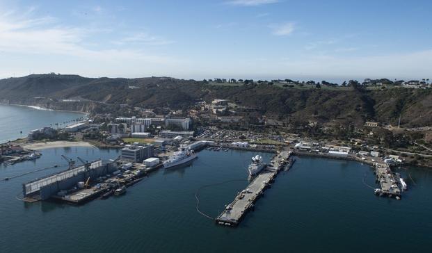 An aerial photo of Naval Base Point Loma in San Diego, CA.