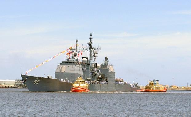 The guided-missile cruiser USS Hue City (CG 66) returns to its homeport of Naval Station Mayport after a six-month deployment. 