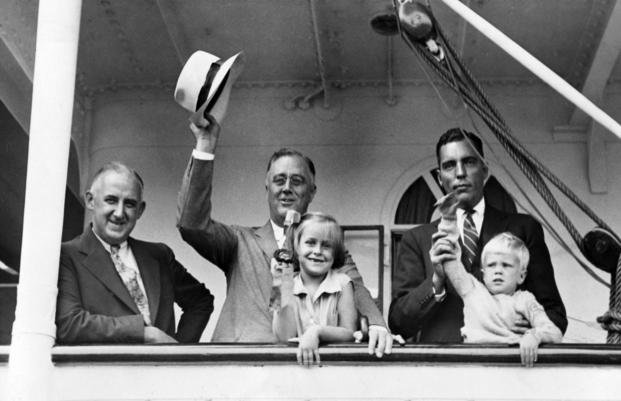 President Franklin D. Roosevelt and a party of close friends leave Poughkeepsie, N.Y., aboard Vincent Astor's palatial yacht Nourmahal